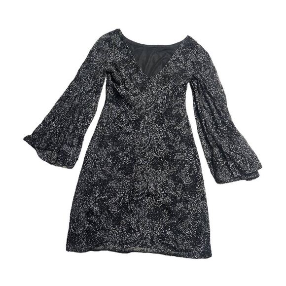 Laundry By Shelli Segal Dress Womens 4 Black Silver Sparkles New Years Eve NYE - Picture 2 of 14